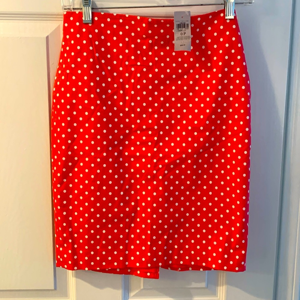 NWT Ann Taylor size 0P pink polka dot skirt